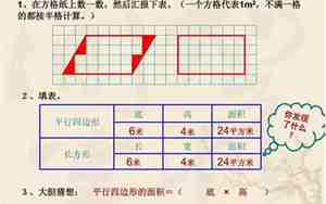 平行四边形的面积教案，平行四边形的面积教案免费